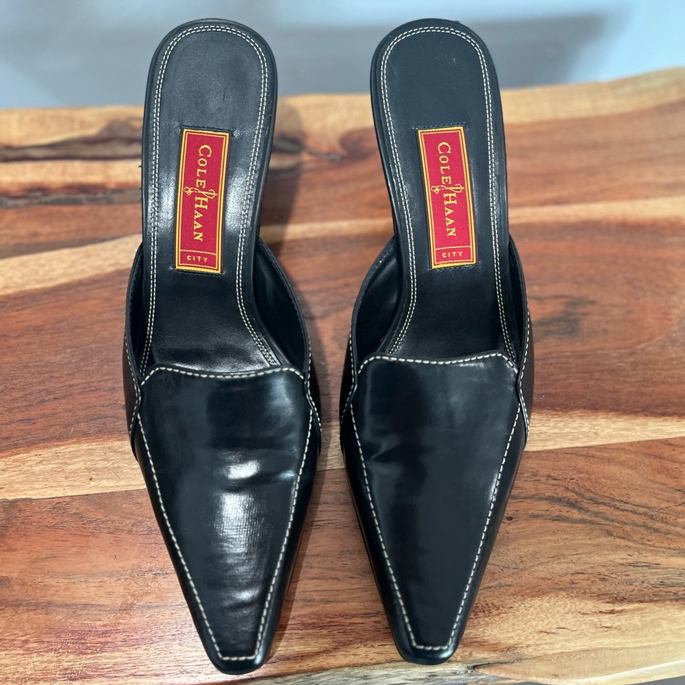 Cole Haan pointed square toe mules